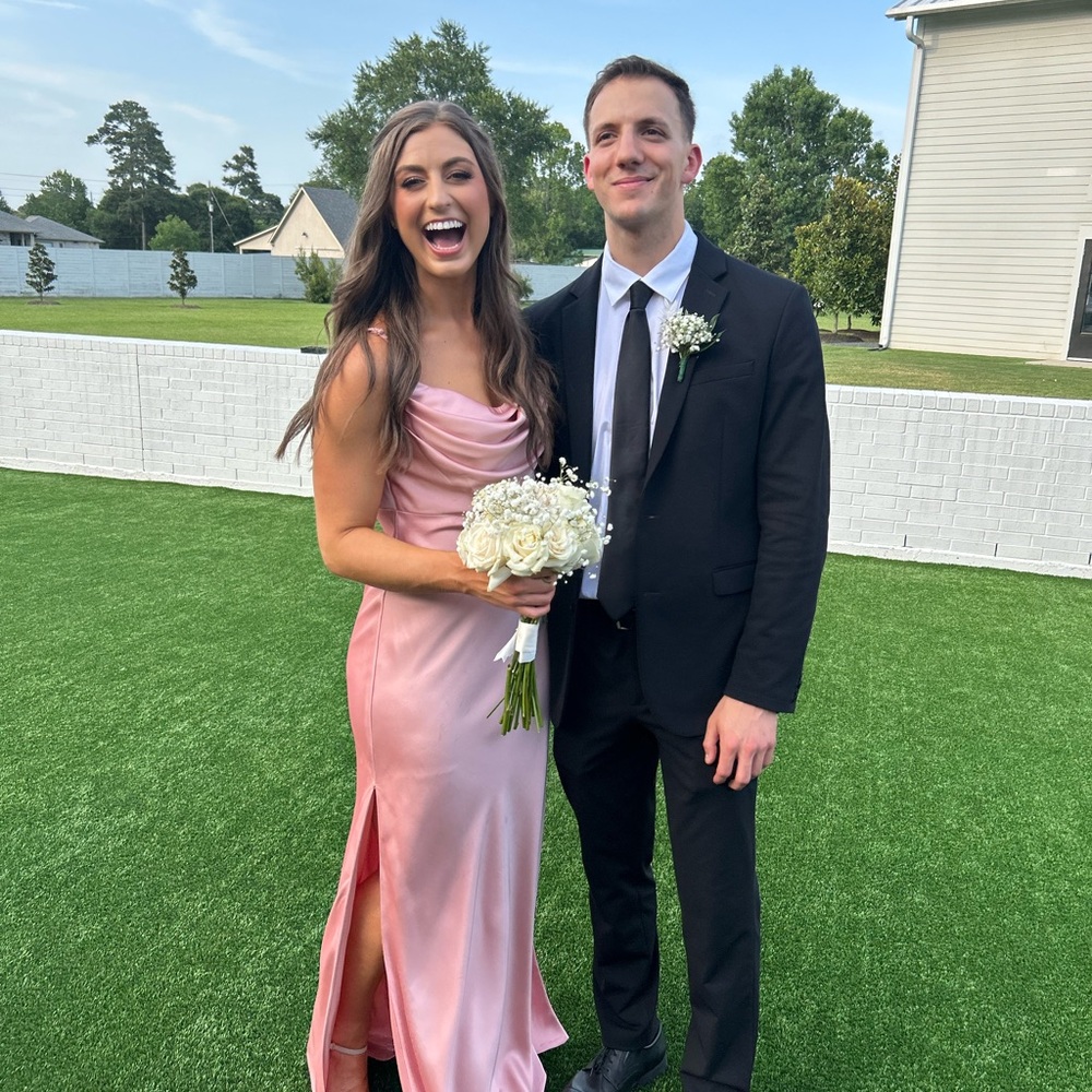 Elegant Pink Satin Gown